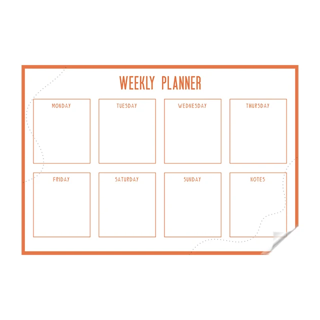 2024 Model-8 Weekly Planner Organizer Dry-Erase Whiteboard Surface Durable Reusable Polystyrene Static Glass Magnet PET