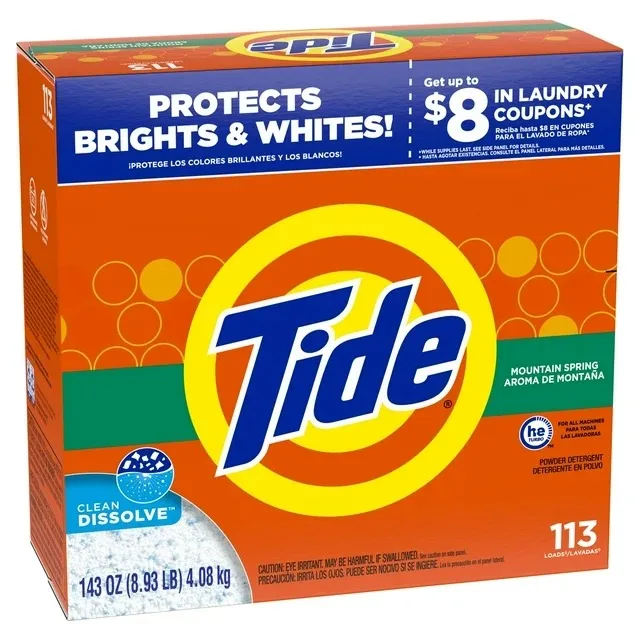 Tide Powder Laundry Detergent, Mountain Spring, 143 oz (Packaging May Vary)