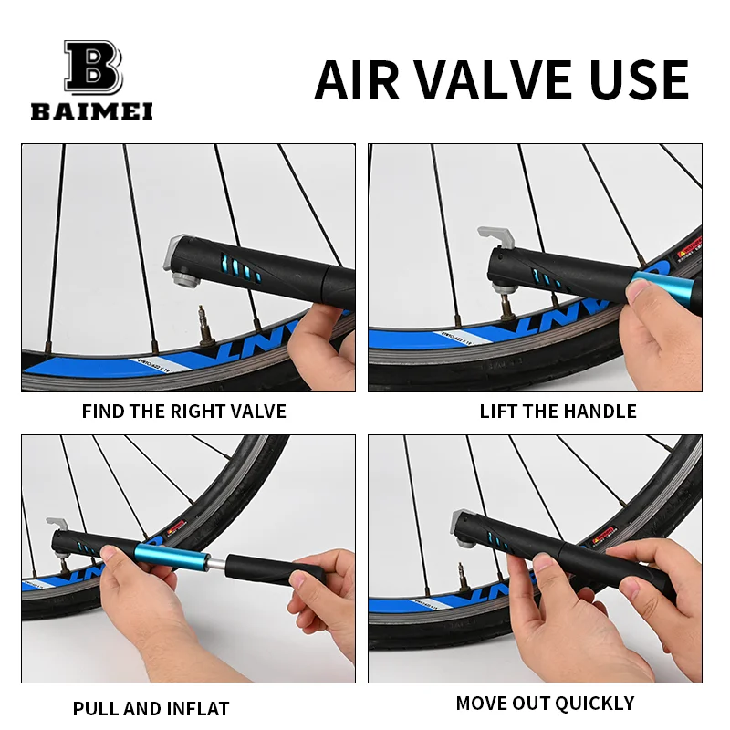 BM High Pressure 120PSI Portable Mini Bike Pump Bicycle Tire Pump for Road and Mountain Bikes