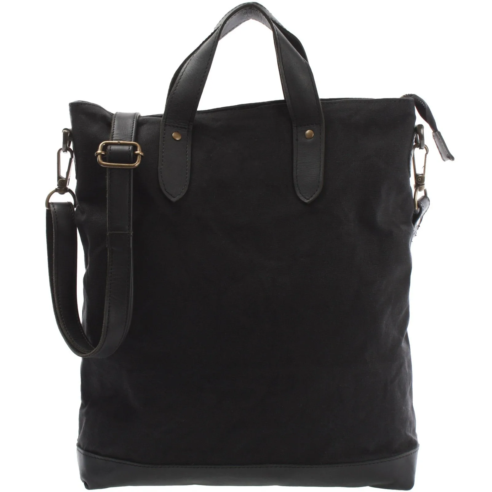 Black canvas  tote bag, padded notebook compartment for a maximum of 15 inches handle and adjustable or removable shoulder strap