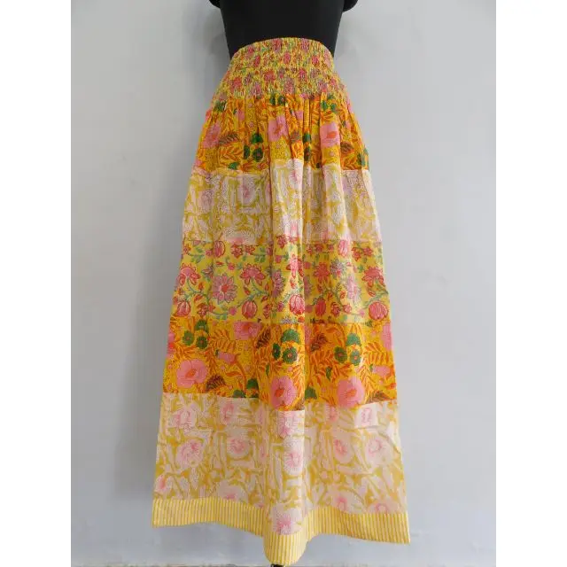 Cotton long skirt handmade block printed designer long skirts