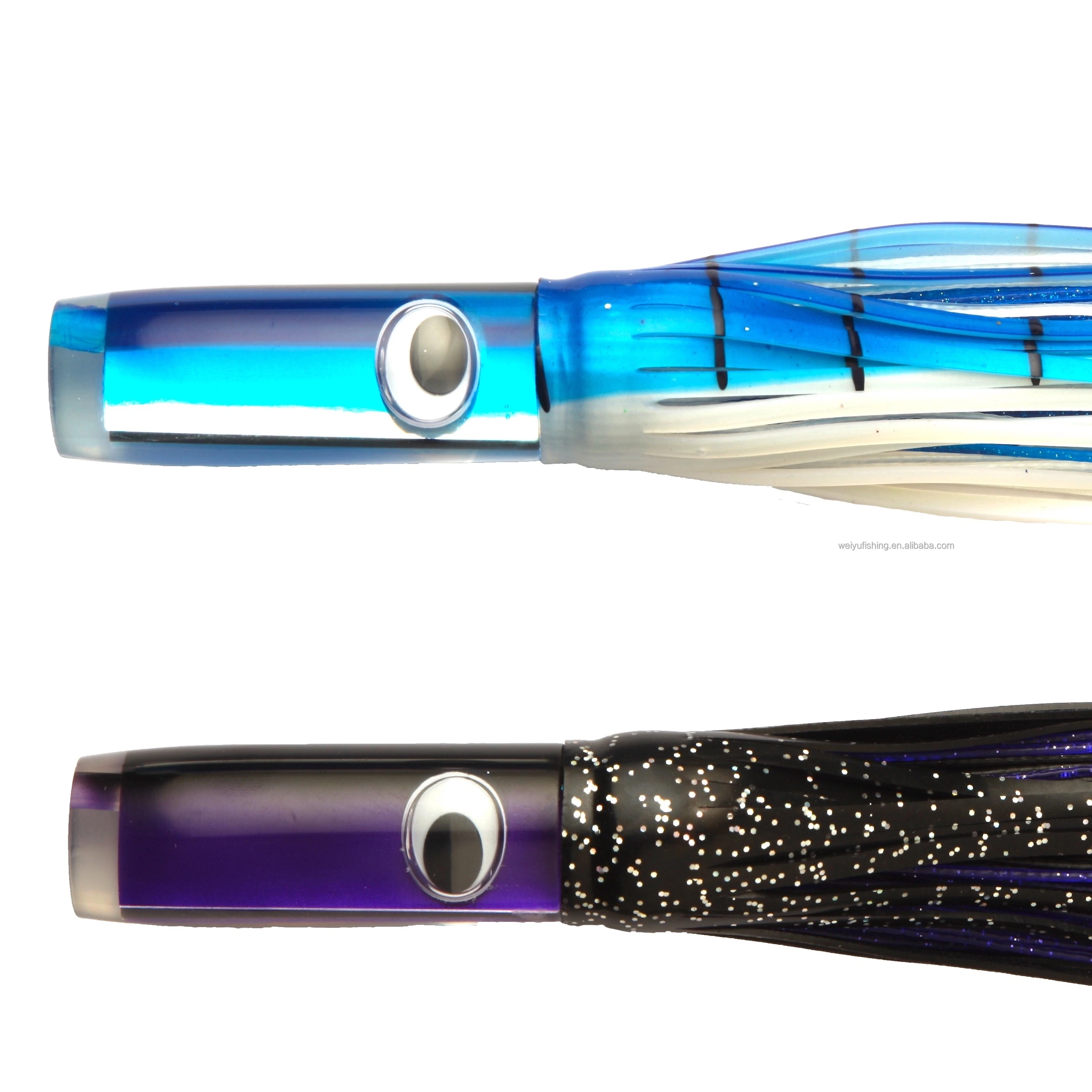 NEW ARRIVAL OEM WEIYU Super reflective mirror resin head trolling fishing lures with octopus skirts marlin tuna fishing tackle