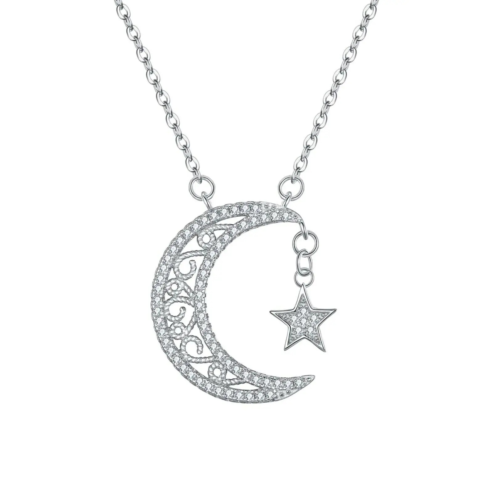 Wholesale Supply 925 Sterling Silver Plated Moon & Star Necklace Pendant for Women Daily Life use for Sale from India