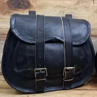 Кожаные мотоциклетные седельные сумки 2 черные боковые велосипед ручной работы