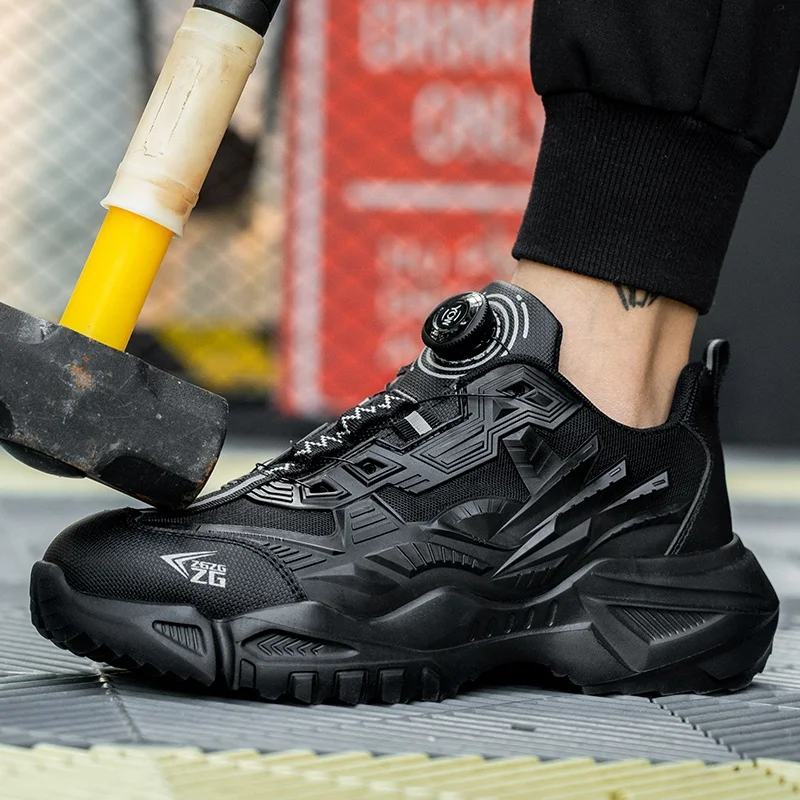 Black Fast lacing system safety boots technology sport safety shoes with Swivel button LACES