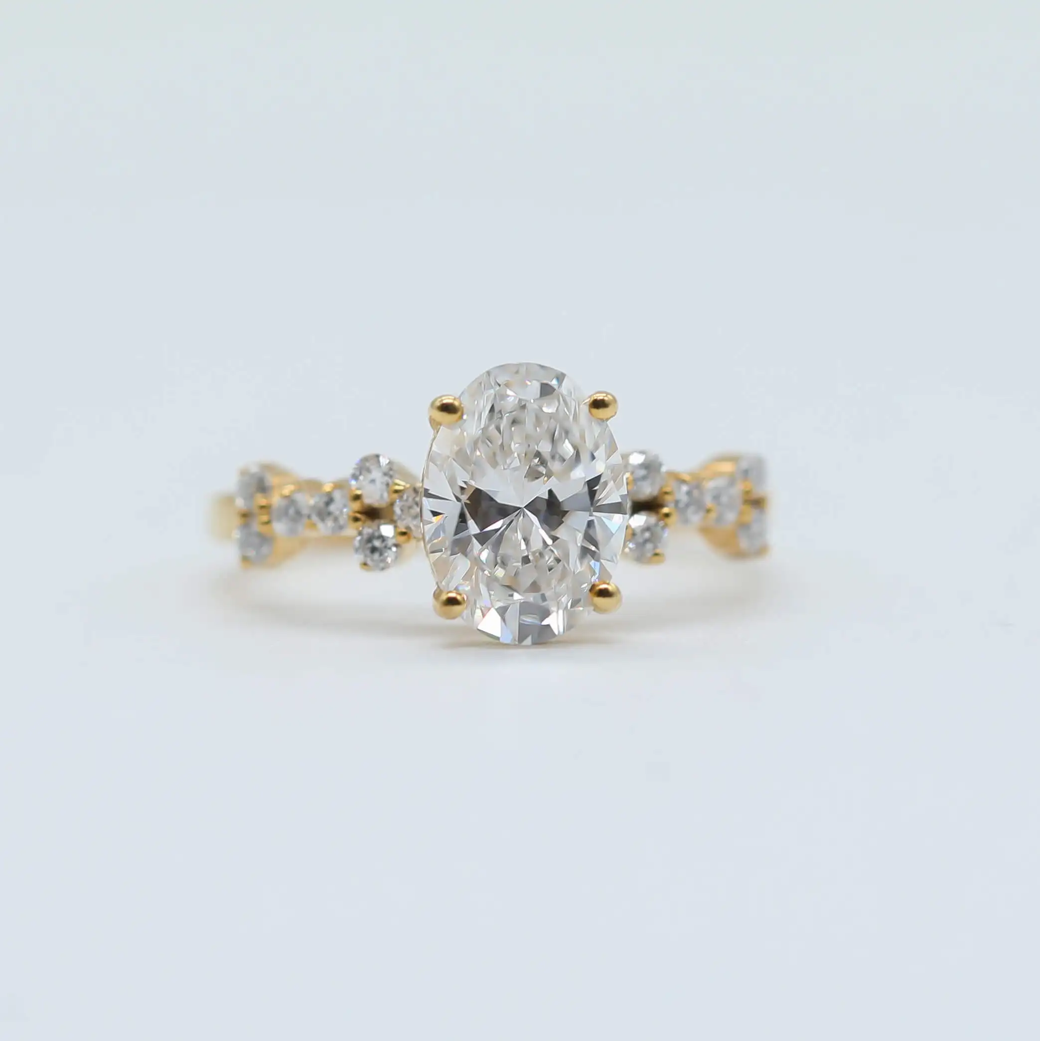 1.45 Carat Oval Cut Certified Lab Diamond Cluster Setting Diamond Engagement And Anniversary Gift Ring IN 18KT SOLID GOLD