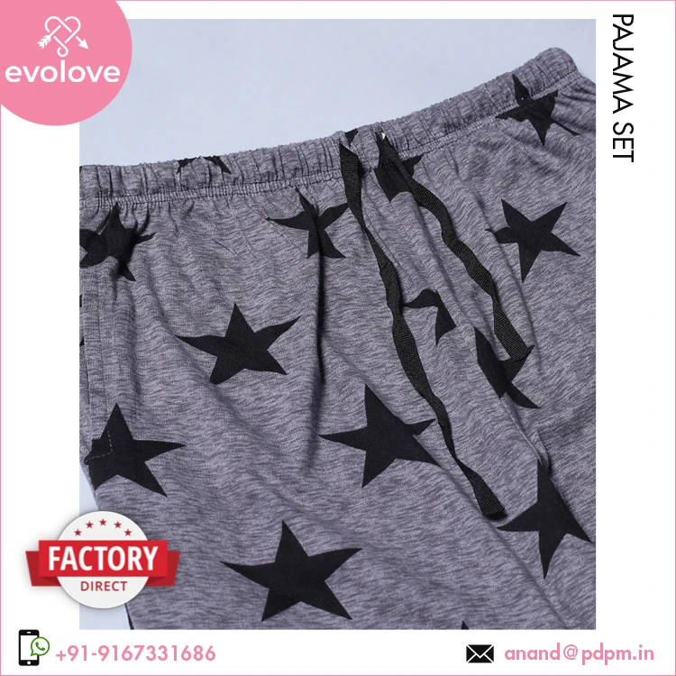 Durable Quality 100% Cotton Ladies Sleepwear Knitted Half Sleeves 2 Piece Pajama Set for Women at Wholesale Price