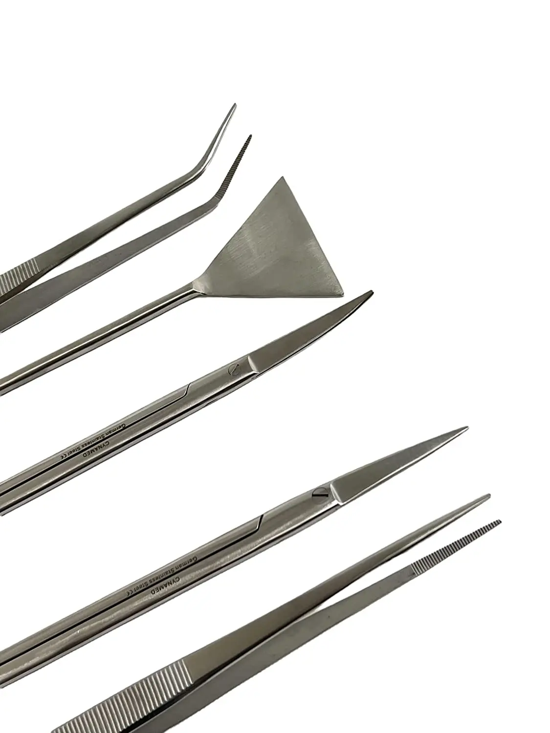 Aquarium Tools Kit 5 Pcs Set Stainless Steel Tweezers Scissor Spatula Multi Functional Aquarium Tank Tool Set for Fish Plant