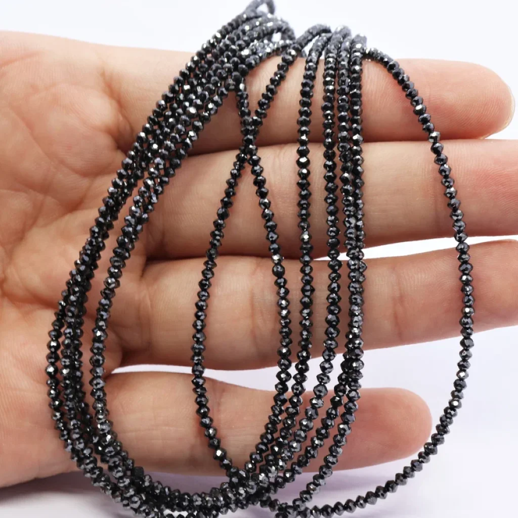 Natural Loose Black Diamonds Faceted Beads Strands from India,black diamond prices,Natural Diamond Beads