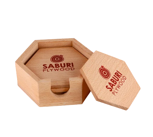 Wholesale Premium Pine Wooden Handcrafted Coasters Set for Coffee Table Tea Cup Stand Coasters with Wooden Coaster Holder