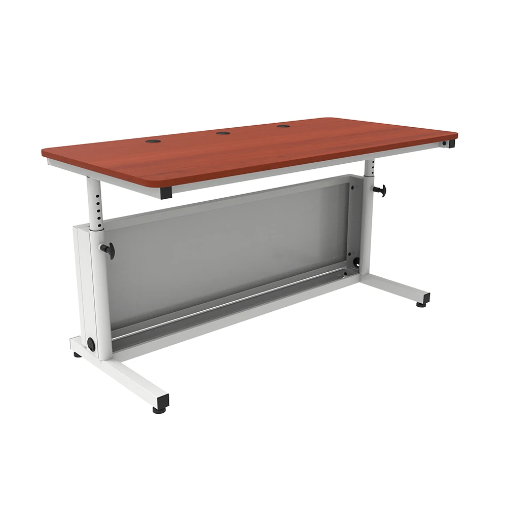 VersaDesk Deluxe Height Adjustable Computer Table Cherry Surface/ White Frame