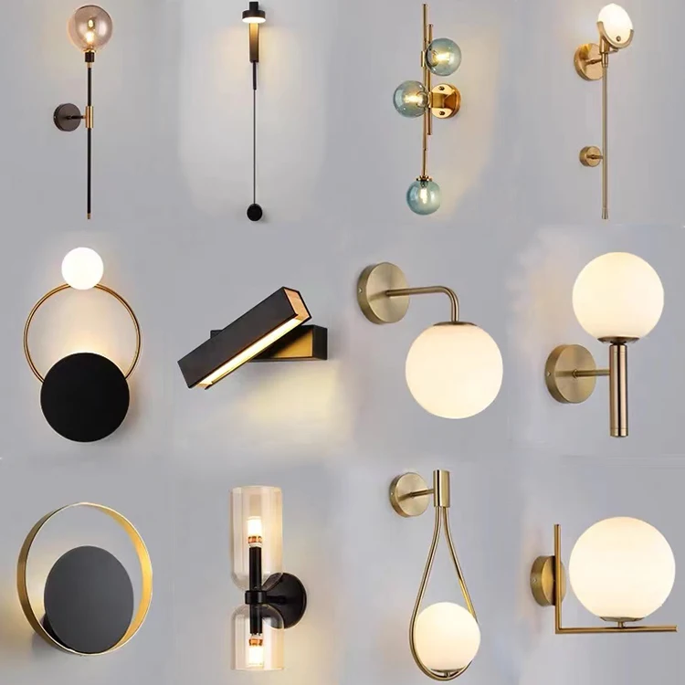 Vintage wall light home living room decoration fancy golden copper modern style home decor wall lamp