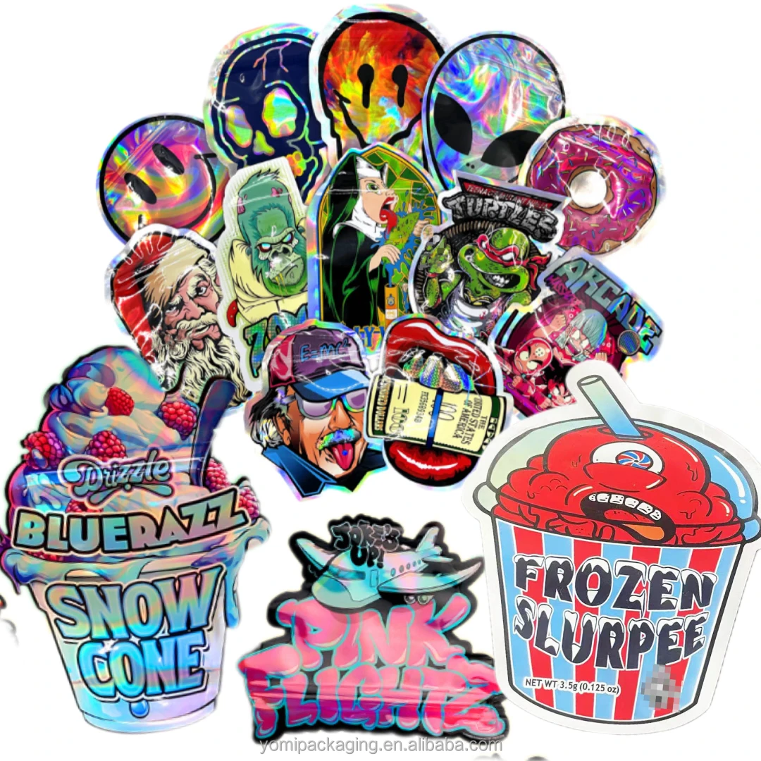 In Stock Plastic Packaging Bag 3.5G Mylar Shaped Bags Aluminum Foil Die Cut Bags With Zipper