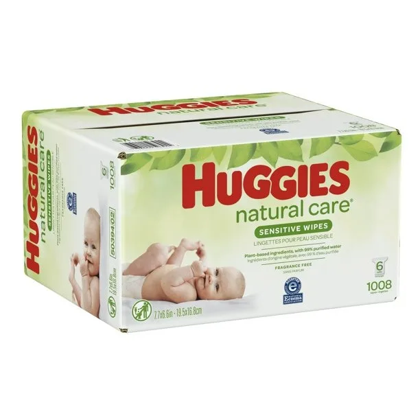 Huggies натуральные детские салфетки без запаха 6 упаковок для заправки (всего 1008 салфеток)