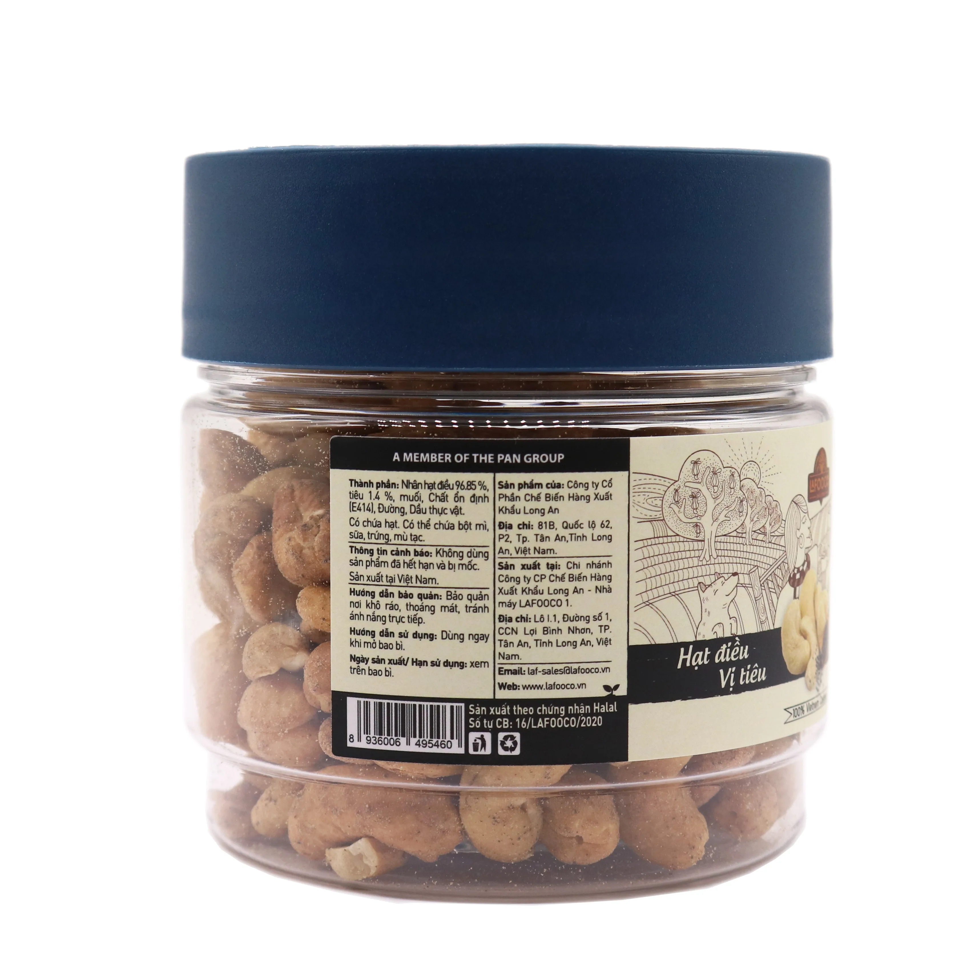 Whole Sales Pepper Cashew Nuts 200g Origin 100% Vietnam Cashew Kernel Plastic Round Jar Natural
