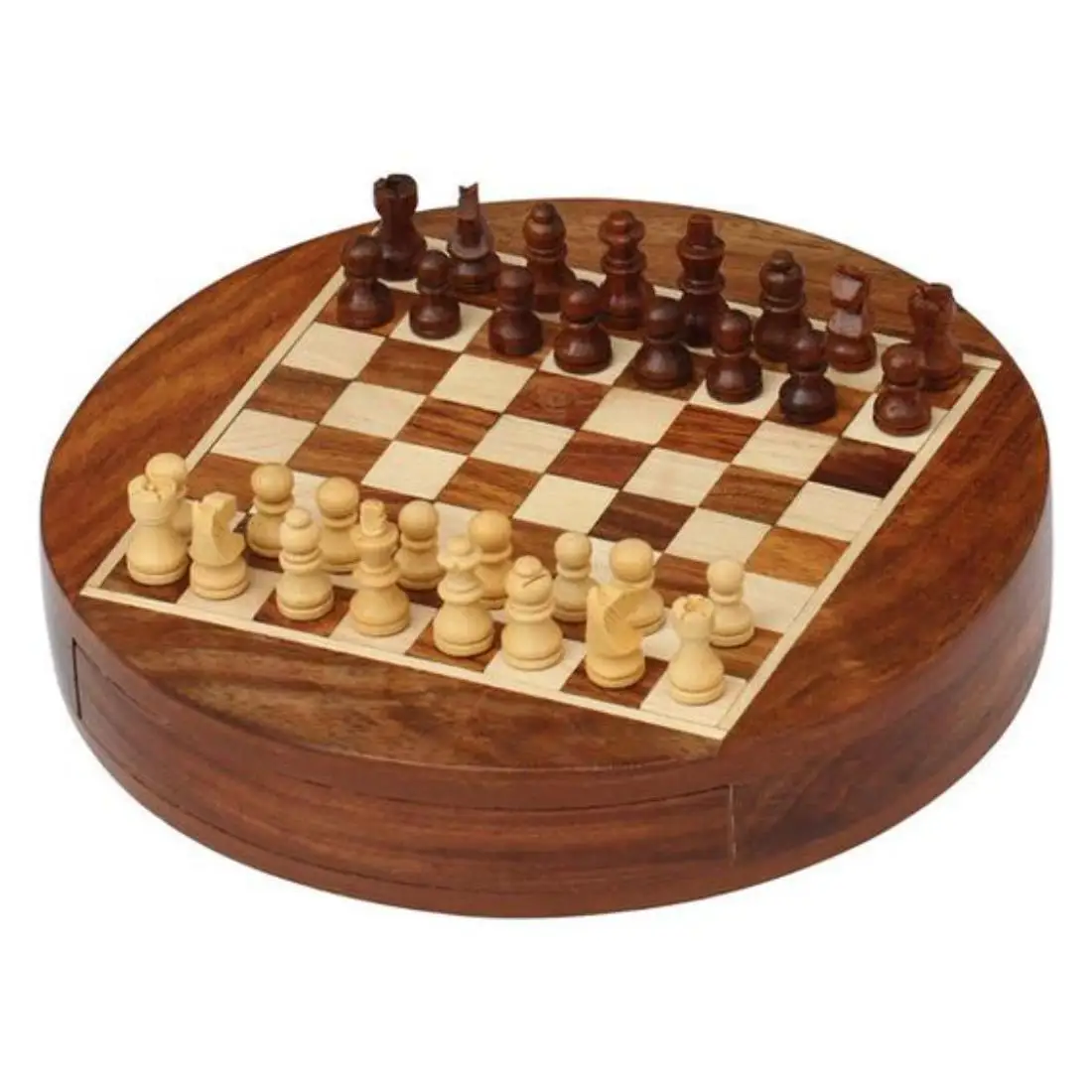 Easy Movable Wooden Chess Board Nice Quality Finished Table Decorative Natural Chess Board Game For Indoor Home Play Game