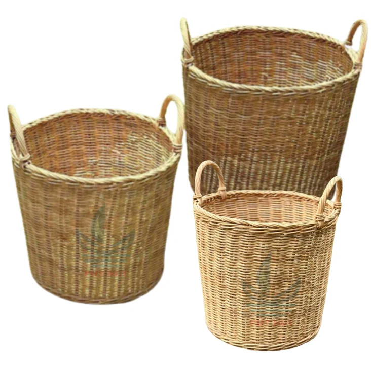 Натуральная ручная работа прочная кованая плетеная корзина с круглым цилиндром и прямоугольной формы ручной работы