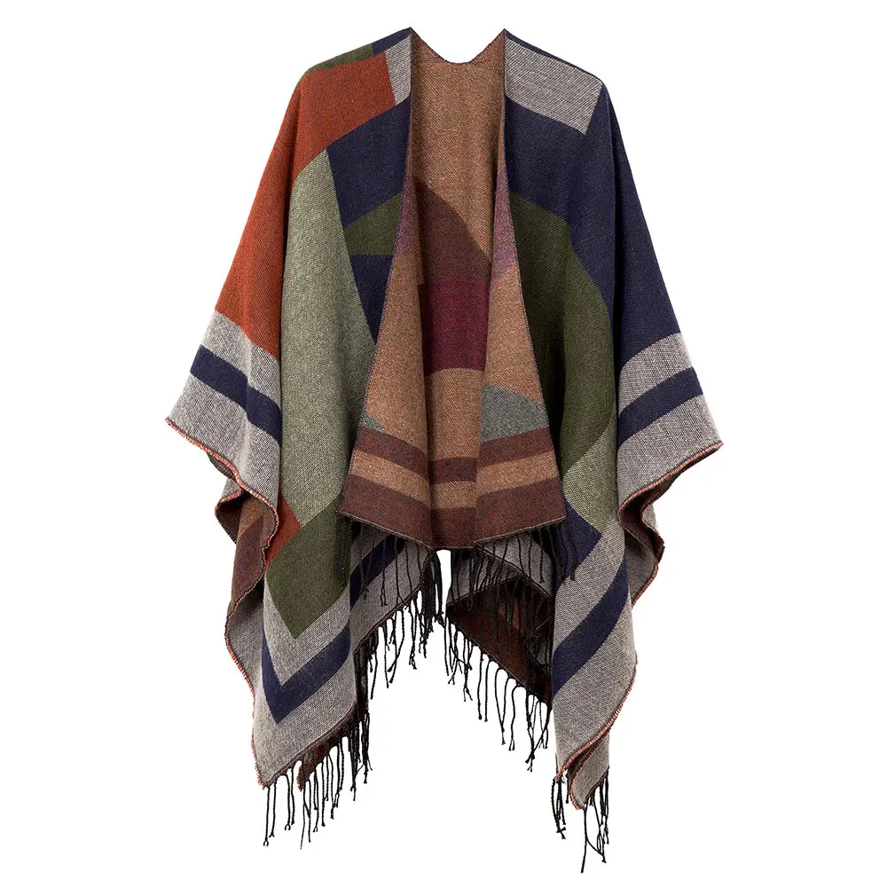 Spring Autumn Winter Style Soft Home Cape Woman Shawls Knitted Pattern Wraps Plaid