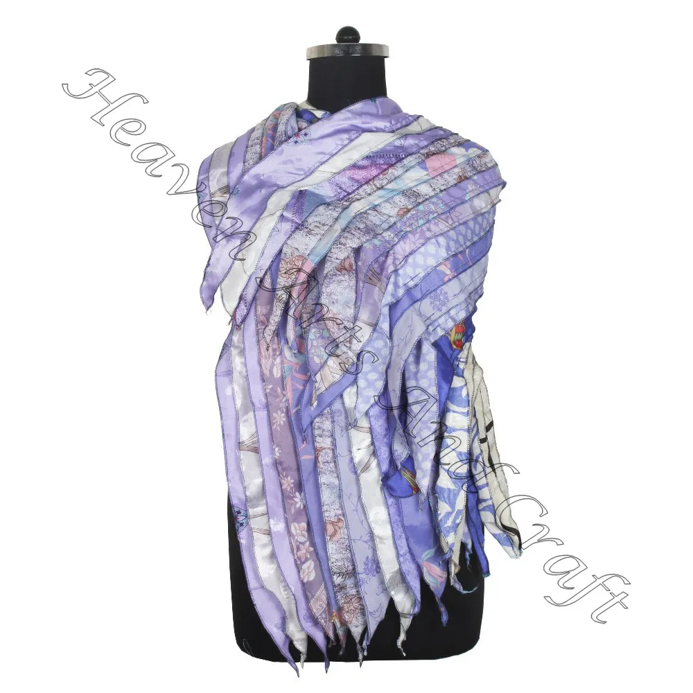 Recycled Silk Sari 15 Strips Custom Indian Silk Scarf Wholesale Natural Silk Scarf Multicolor Recycled Wholesale Manufacturer