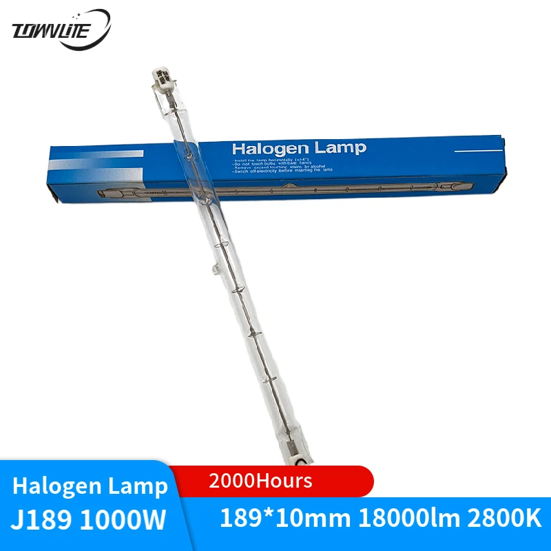 Marine halogen lamp Quartz iodide tungsten lamp halogen lamp 220-240V J189 1000W 2800K 2000 hours life  18000lm