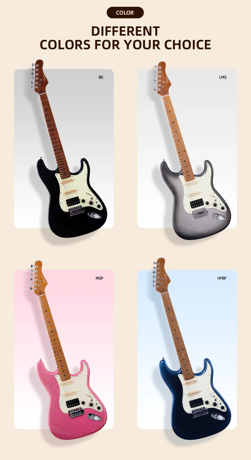 Smiger new arrival poplar body roasted maple intelligent Multi-functional 8 channel built-in effects L-G2-i3 electric guitar