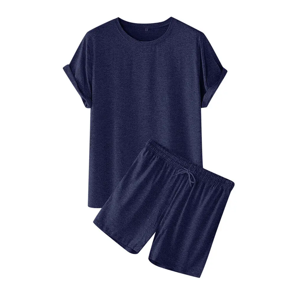 Mens Tracksuit 2-Piece Set Short Sleeve T Shirts and Shorts Sweatsuit Outfit Set