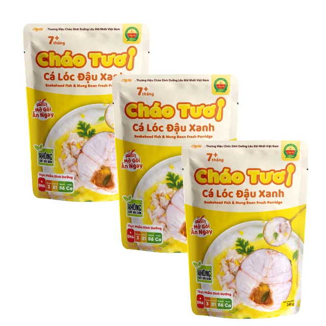 Snakehead Fish & Mung Bean Fresh Porridge Hot Selling Natural Color Ready To Eat ISO HACCP Pack In Bag From Vietnam Manufacturer