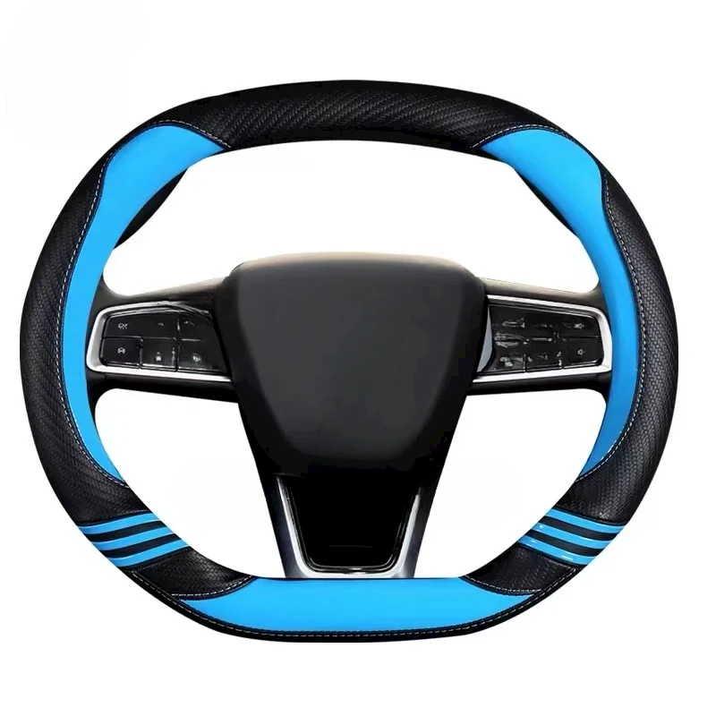 New anti-slip wear-resistant carbon fiber + PU leather car steering wheel cover