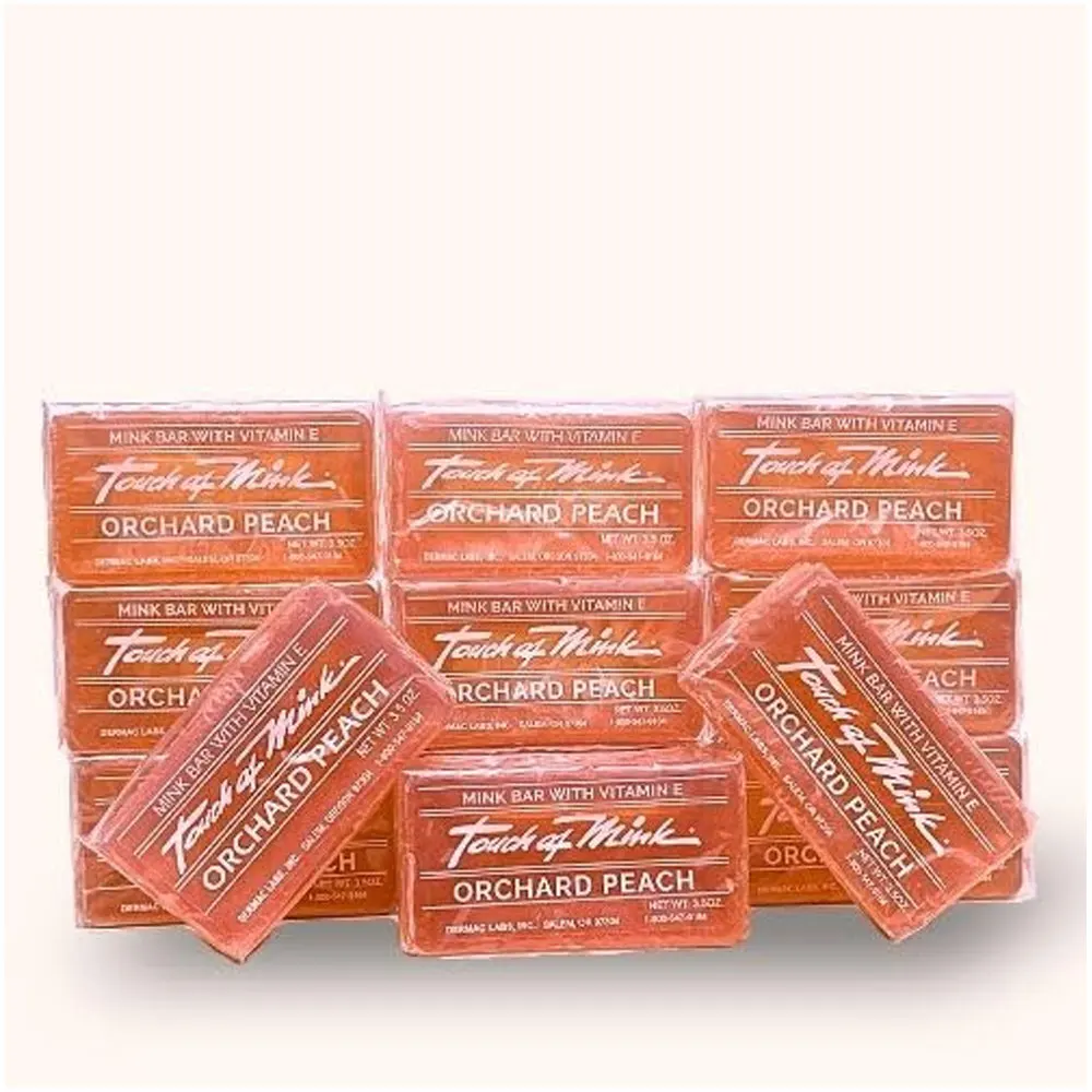 Peach Scent Mink Oil Soap Bars - Nourishing Mens and Womens Daily Cleanser with Vitamin E Soft Facial and Body Wash