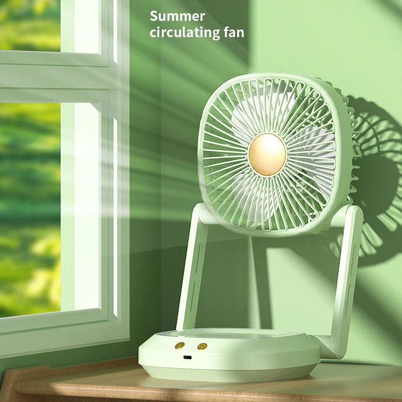 Younimei electric rechargeable 1200mah folding fan 6 hours electric table fan with led light home office