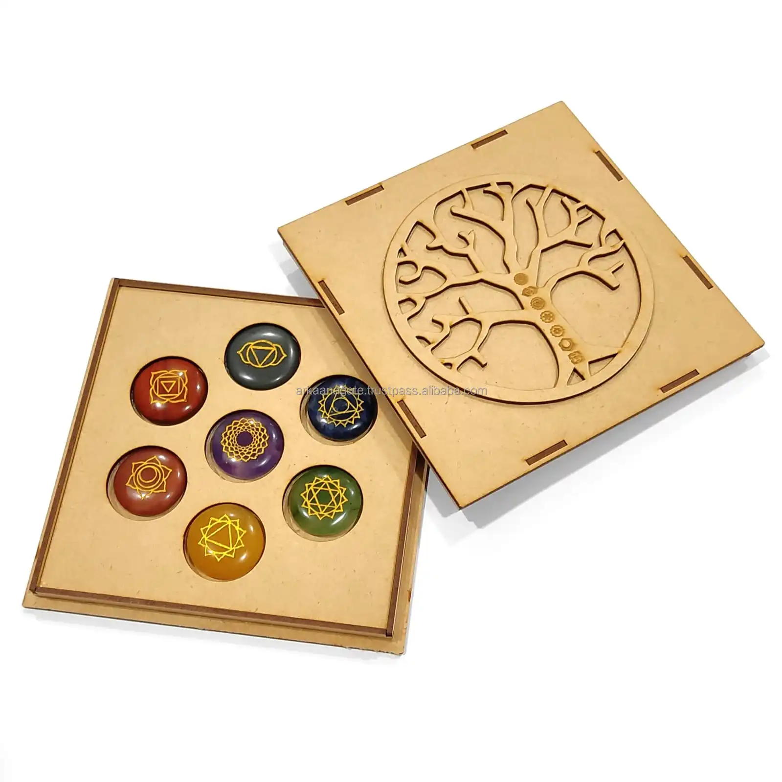 Wholesale Natural Crystal healing stones 7 Chakra Engraved Words Stone Power chakra crystals healing For Fashionable selling