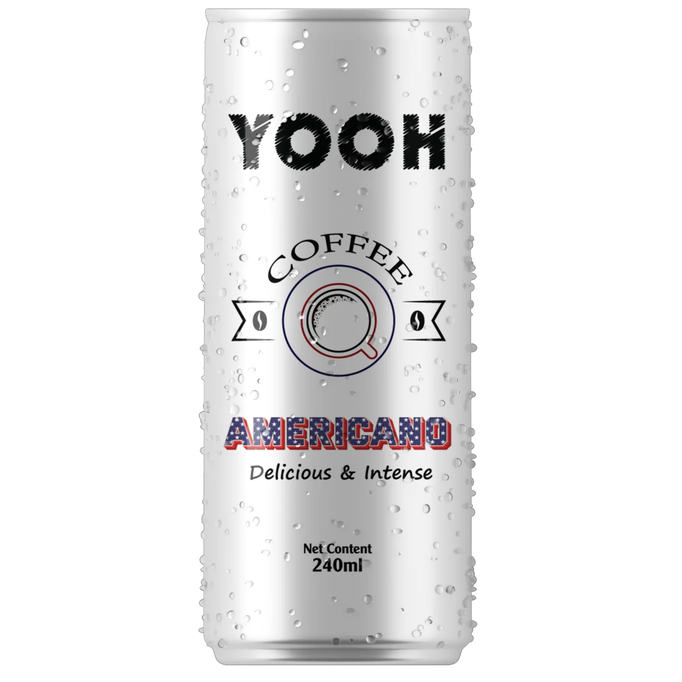Фирменный бренд YOOH AMERICANO кофе 240 мл тонкая банка с мягким вкусом латте порошок Сертифицированный халяльный коробка кофеином оптом экспорт