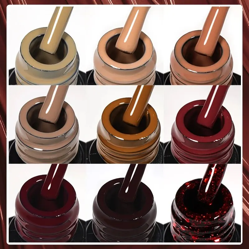 Hema Free Coffee Color Gel Nail Polish Brown Earth Semi Permanent UV Gel Chocolate Autumn Winter Soak Off Nail Art Gel Varnish