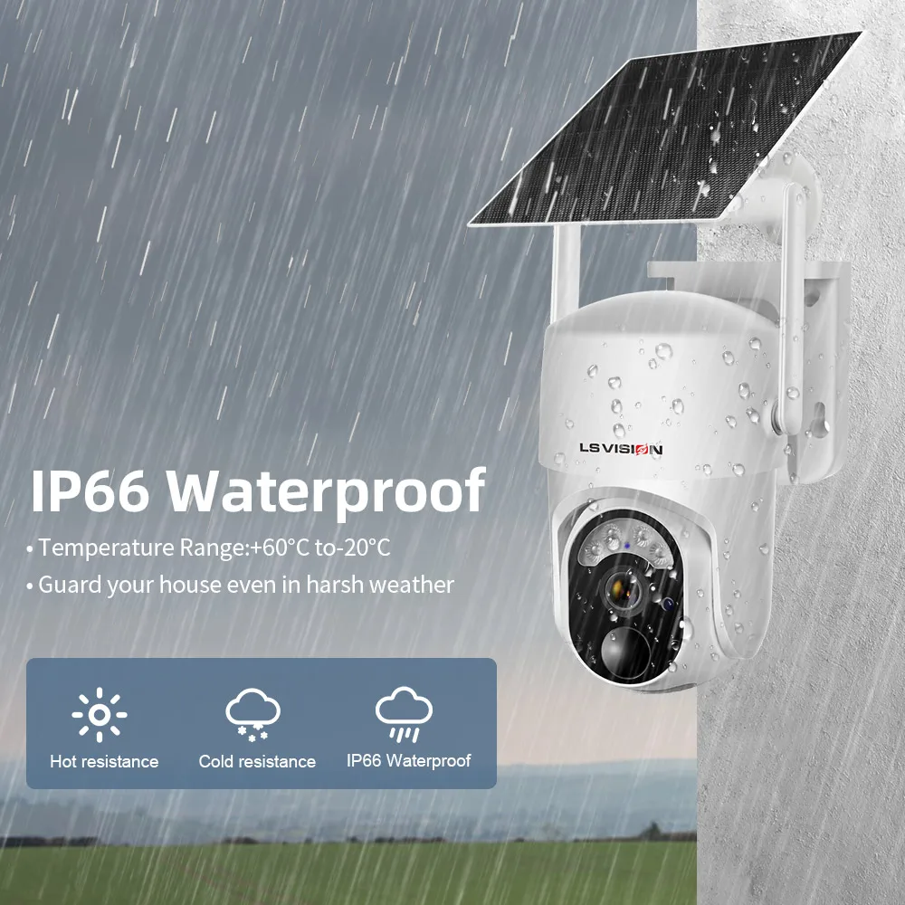LS VISION 3MP 5W WIFI HD PTZ Outdoor Inside Wireless 4G Solar Panel Camarass De Seguridads One Len Surveillance Camera