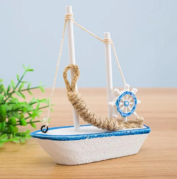 Beach Nautical Mini Wooden Sailing Boat Home Decor