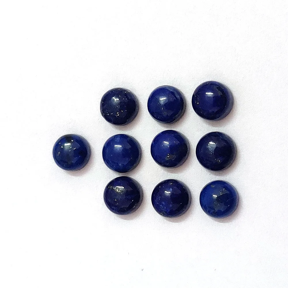Natural Lapis Lazuli 4mm round cabochon, Navy blue color lapis with golden pyrites 0.35 cts, loose gemstones cab for jewelry