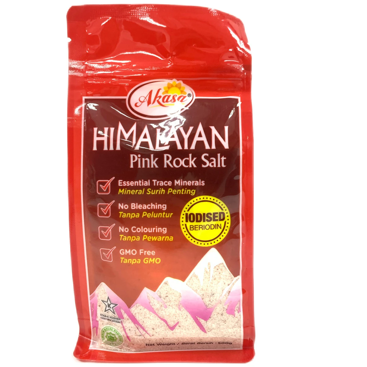 Akasa himalayan pink rock salt 500g Shiny medium pink crystalline solid Odourless Crystalline medium pink