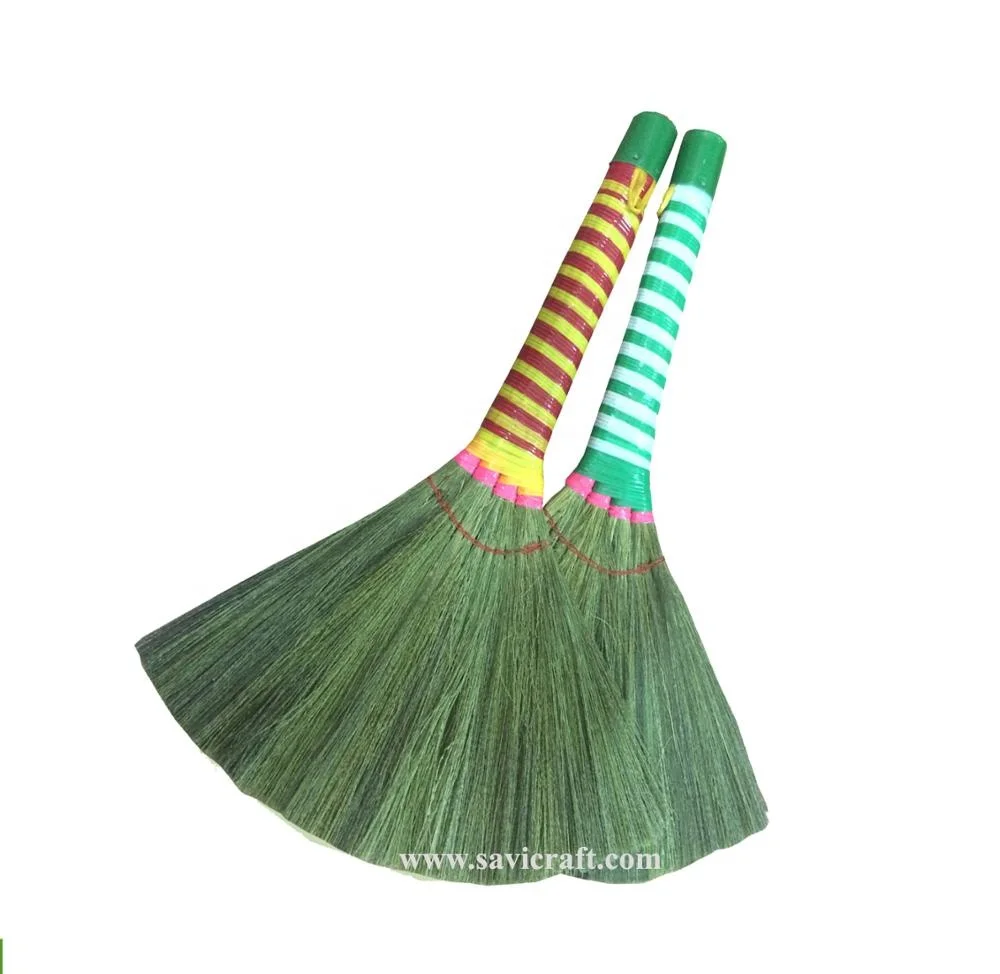 Vietnam grass sorghum grasss broom with colorful handle grass broom household kitchen item handicraf