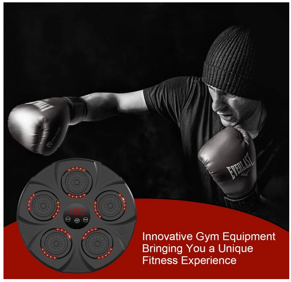 JIKE sports Smart Bluetooth Music Boxing Machine Trainer, Wall Mounted Boxing  for Amateur Home Fitness Equipment (Black)