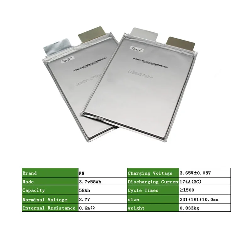 Farasis 58Ah nmc pouch cell P32B P53B P58A P50B P73D P76D 32ah 53ah 52ah 73ah 3.7v 76AH Lithium Ion battery polymer cell