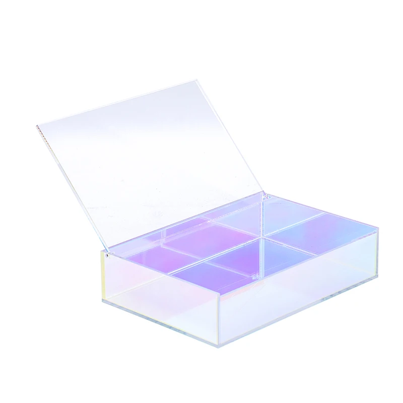 Clear Square Cube Small Acrylic Gift Box Acrylic Iridescent Rainbow Storage Acrylic Organizer Box