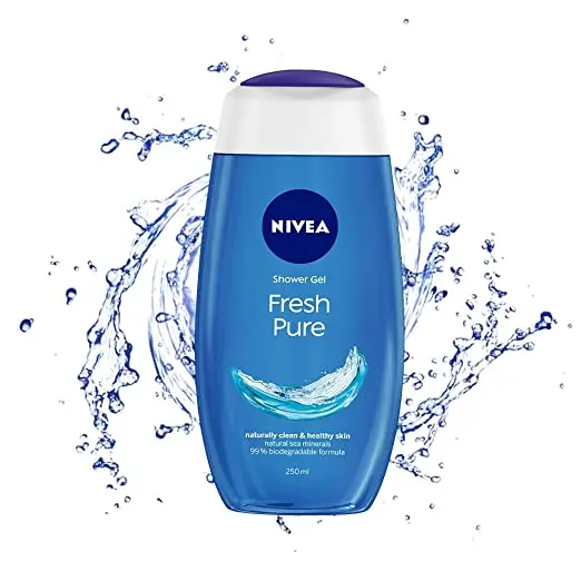 NIVEA Body Wash, Fresh Pure Shower Gel, Refreshing Aquatic Scent Liquid Soap With Seal Minerals
