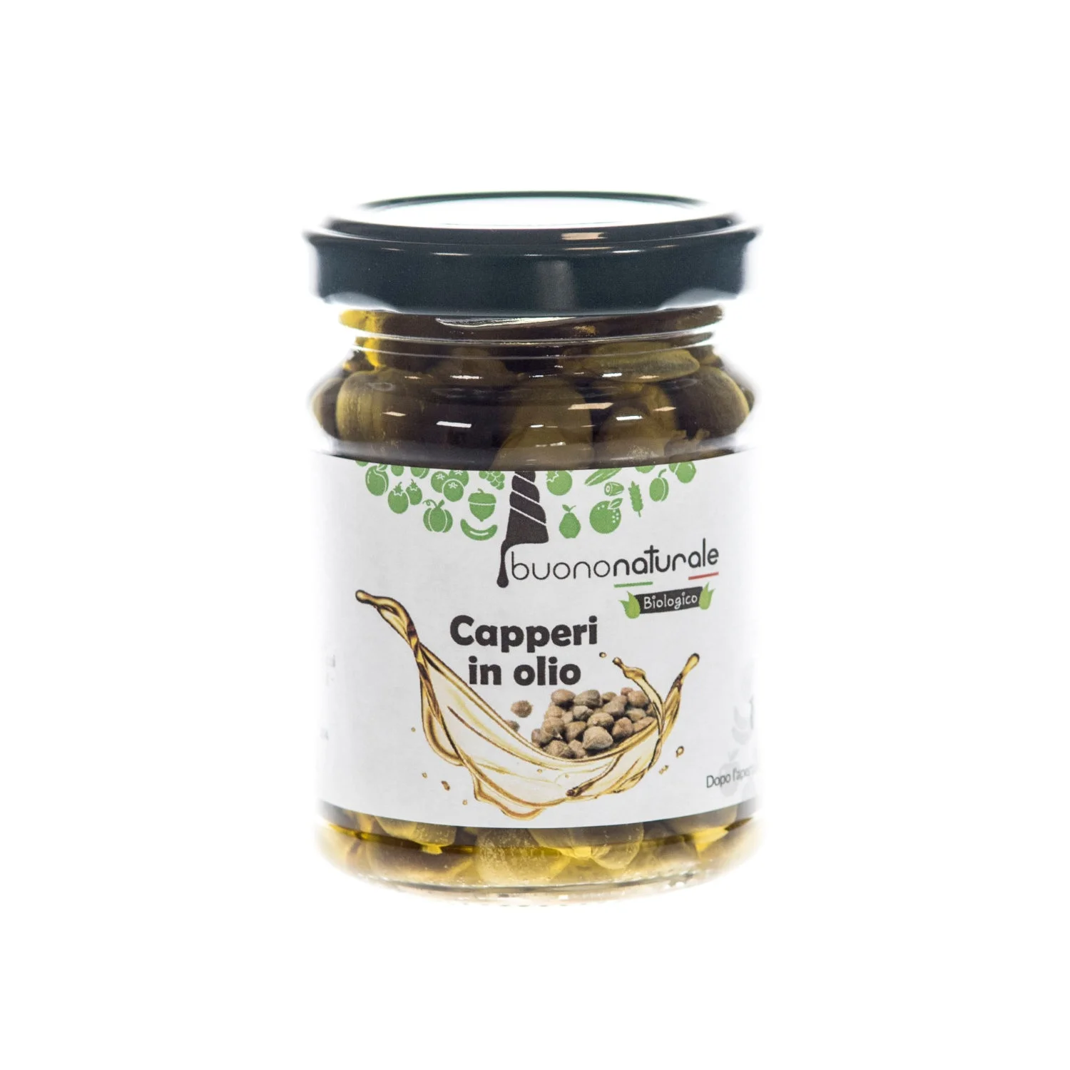 Capers in extra-virgin olive oil ORGANIC 120g Vegan Italian Flavors Preserved Naturally in A Reusable and Recyclable Glass Jar