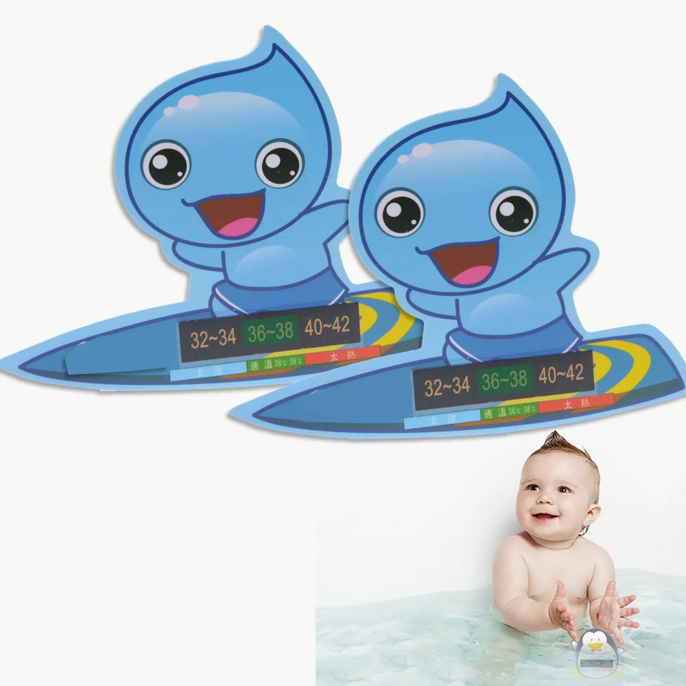 HTM138 Factory Direct baby bath tube with thermometer Water Temperature Test Card Household Cartoon Thermometer Sticker