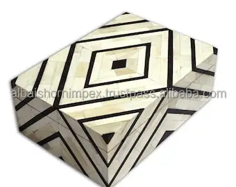 Handmade Ox Bone Inlay Box Custom Resin Marble with Mother of Pearl Small Wooden Storage for Jewelry Gifts in India