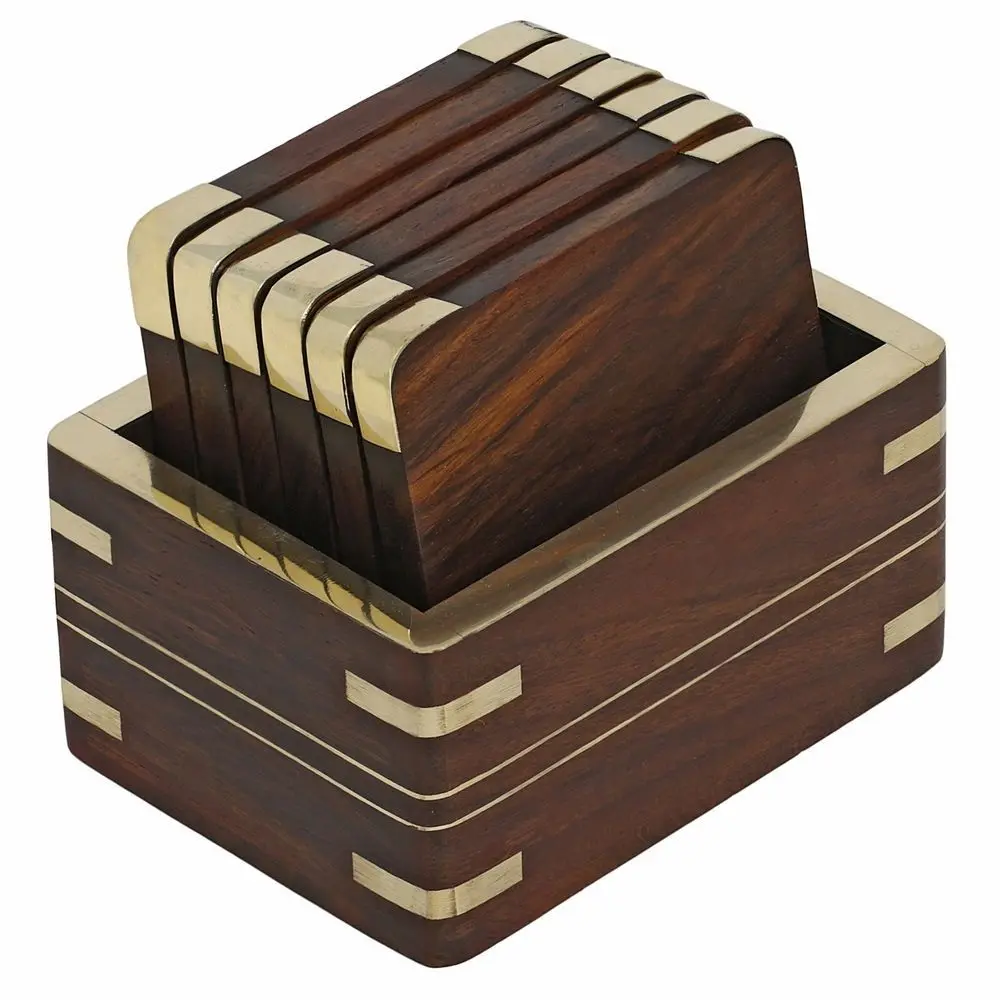 Table Decoration Acacia Wood Tea Coaster Sets Wholesale Manufacturer Modern Design Handmade Wooden Tea Coaster Supplier