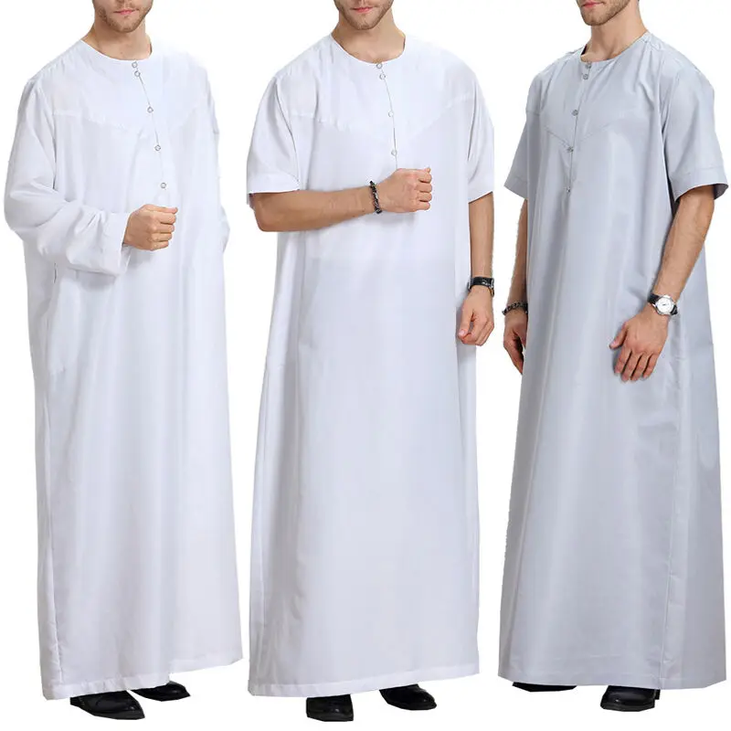 Hot Selling Islamic Clothing Long Sleeve Men Thobe Arab Jubba Zipper Jubba Muslim Saudi Arab Daffah Dubai Thobe For Men 2023
