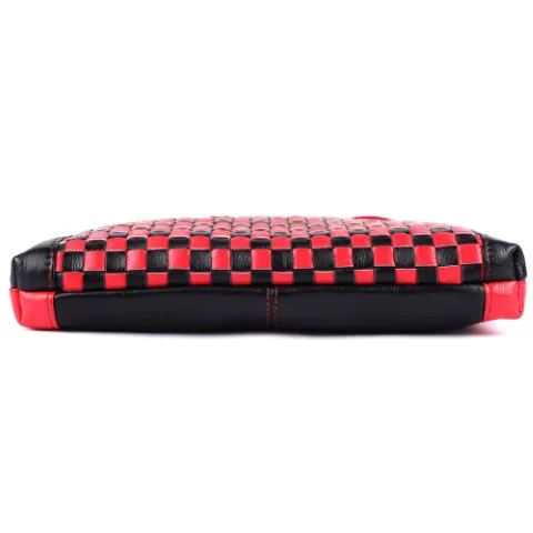 Small Crossbody Purse Handbag genuine leather cross body sling bags black red combination