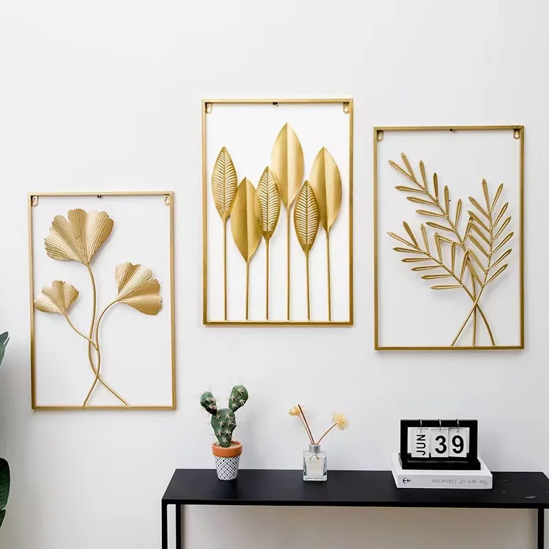 Home Golden Leaf Wall Hanging Decor with Frame