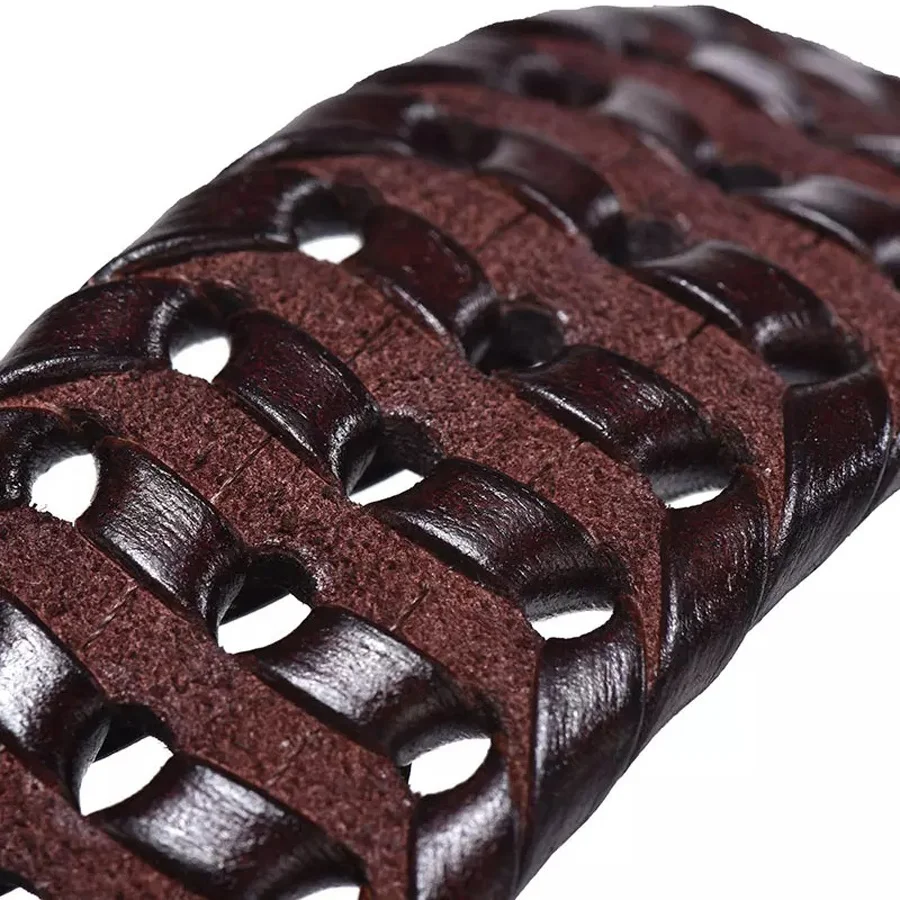 TOP Leather Unisex Genuine Leather Belt Cowhide Genuine Leather Belts with Handmade Stitching